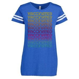 Retro Style Rainbow Vaccinated Enza Ladies Jersey Football T-Shirt