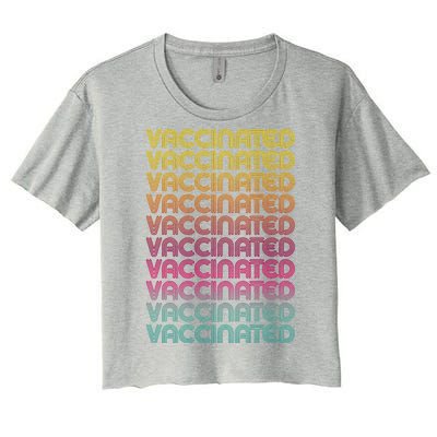 Retro Style Rainbow Vaccinated Women's Crop Top Tee