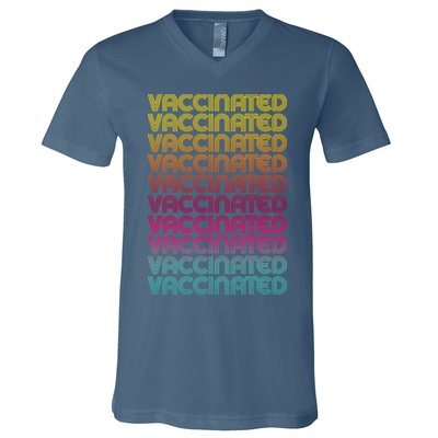Retro Style Rainbow Vaccinated V-Neck T-Shirt