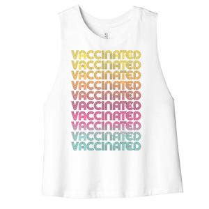 Retro Style Rainbow Vaccinated Women's Racerback Cropped Tank