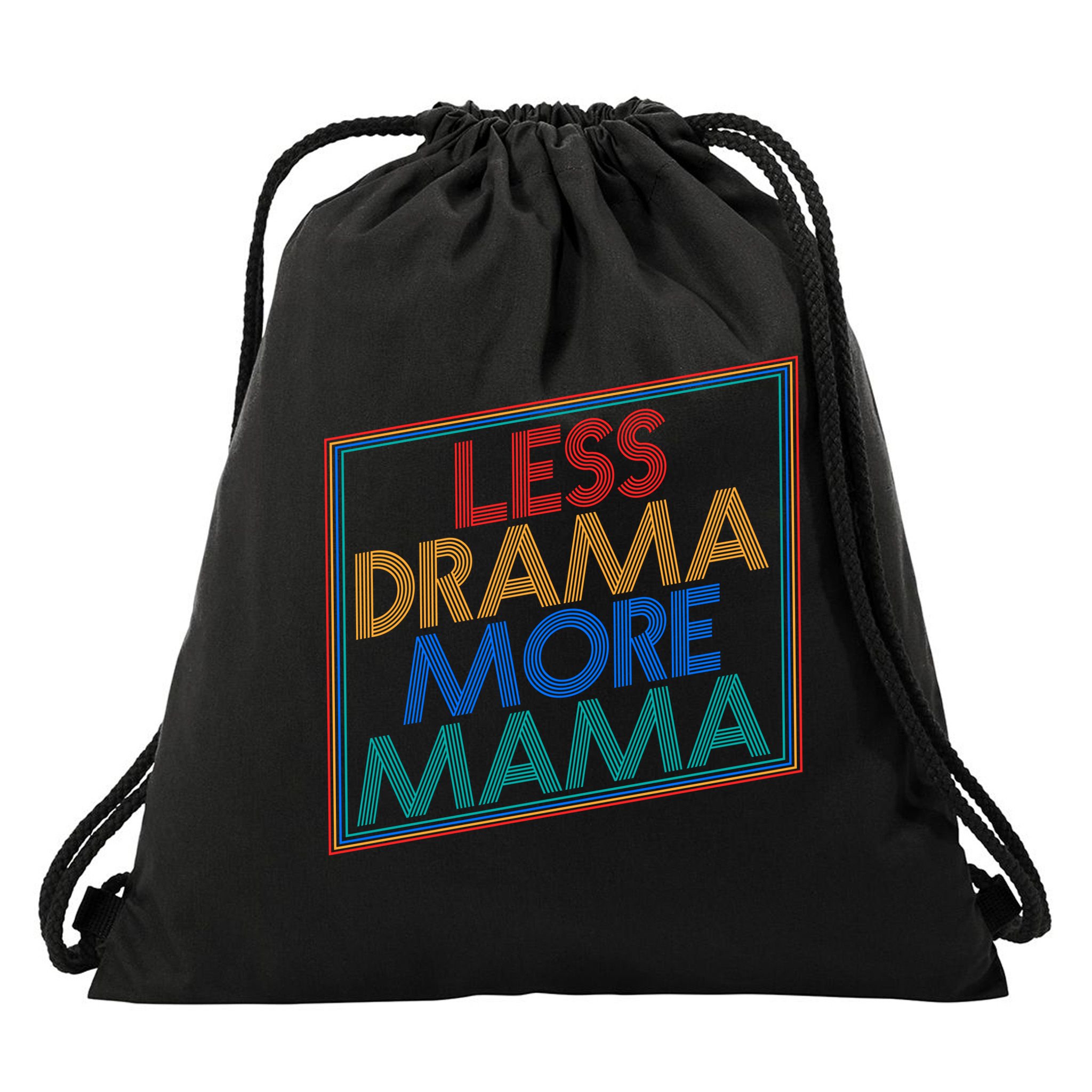 Retro Styled Less Drama More Mama Drawstring Bag