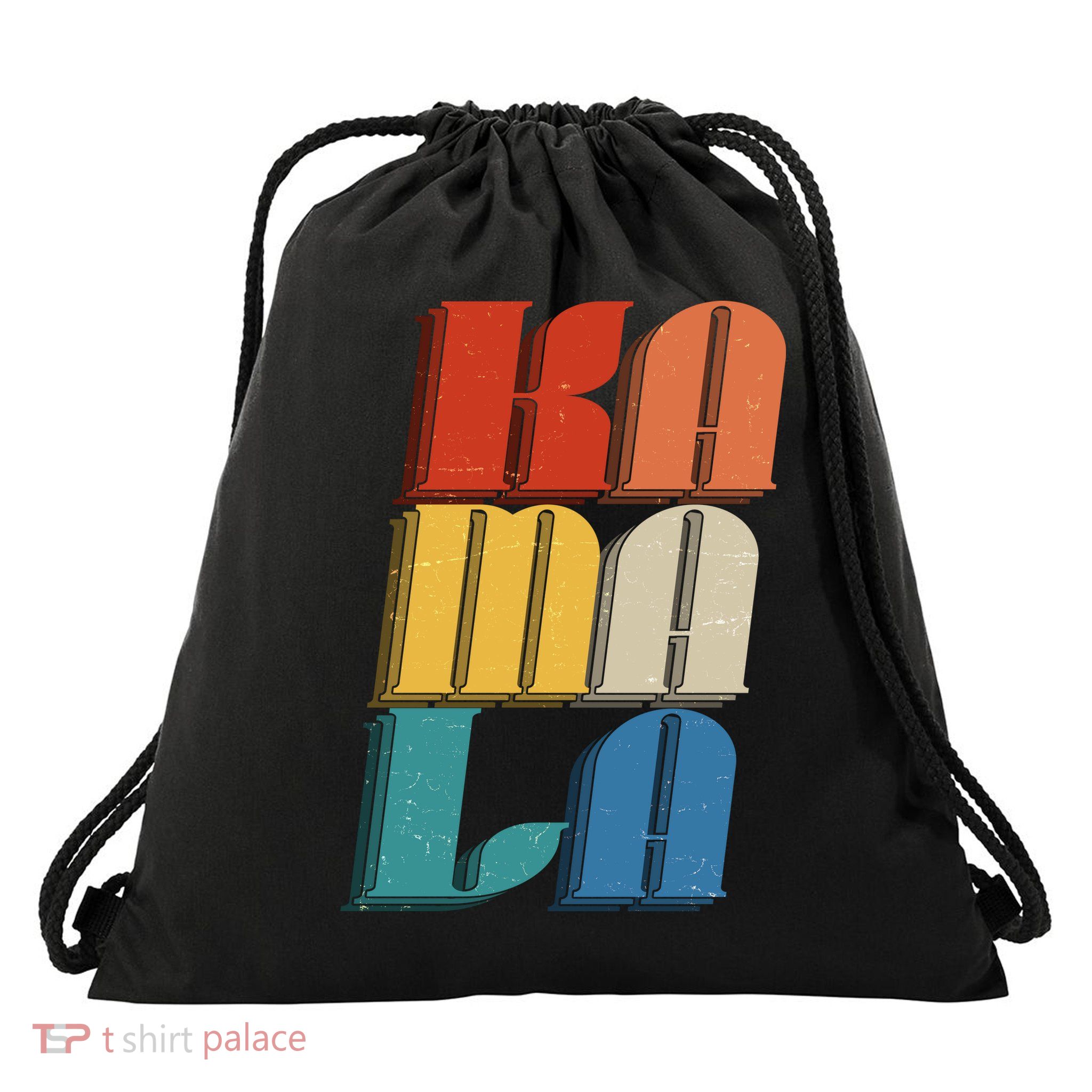 Retro Styled Text Kamala Harris Drawstring Bag