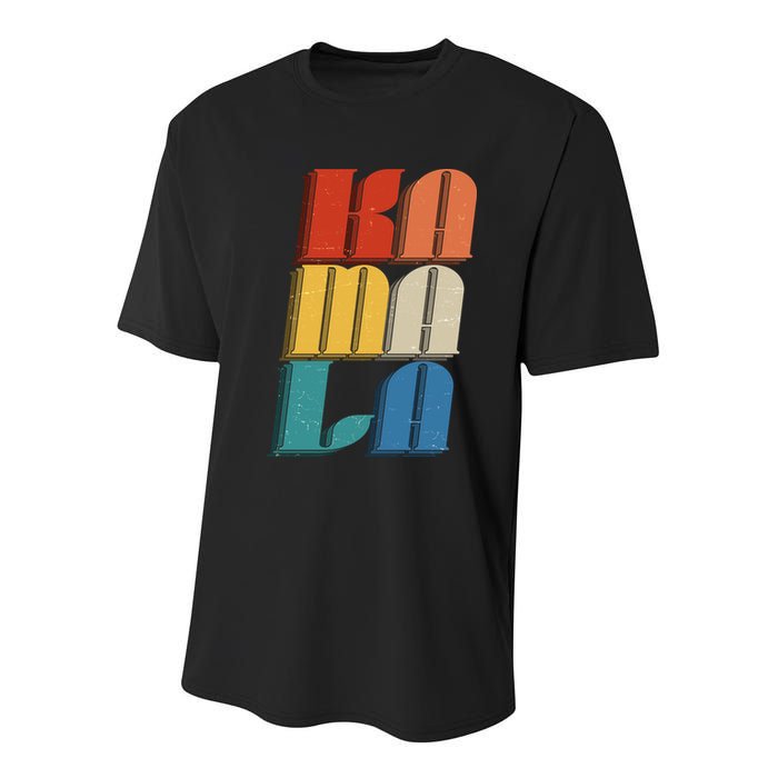 Retro Styled Text Kamala Harris Youth Performance Sprint T-Shirt