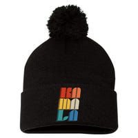 Retro Styled Text Kamala Harris Pom Pom 12in Knit Beanie