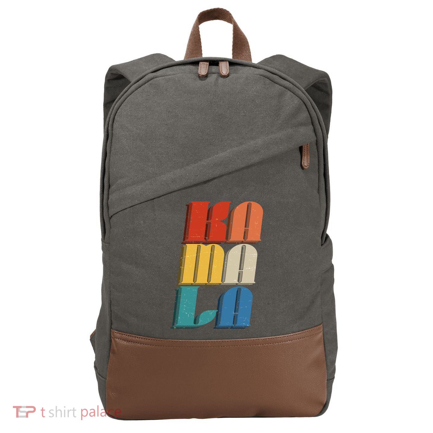 Retro Styled Text Kamala Harris Cotton Canvas Backpack