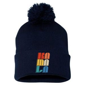 Retro Styled Text Kamala Harris Pom Pom 12in Knit Beanie