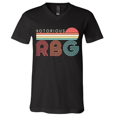 Retro Sun Notorious RBG Ruth Bader Ginsburg Tribute V-Neck T-Shirt