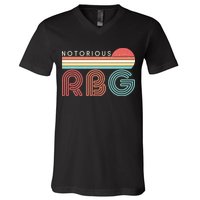 Retro Sun Notorious RBG Ruth Bader Ginsburg Tribute V-Neck T-Shirt
