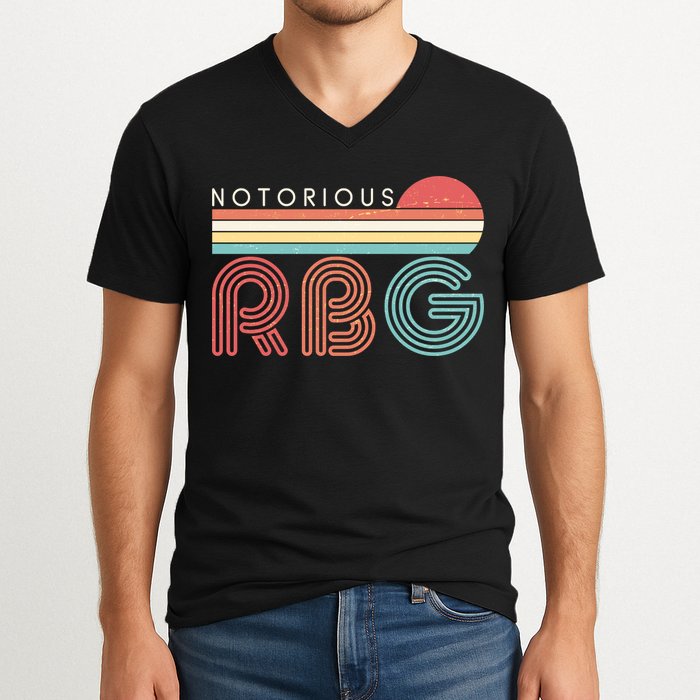 Retro Sun Notorious RBG Ruth Bader Ginsburg Tribute V-Neck T-Shirt