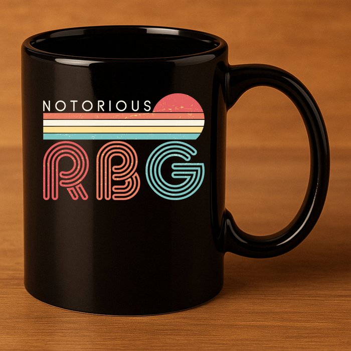 Retro Sun Notorious RBG Ruth Bader Ginsburg Tribute 11oz C Handle Ceramic Mug