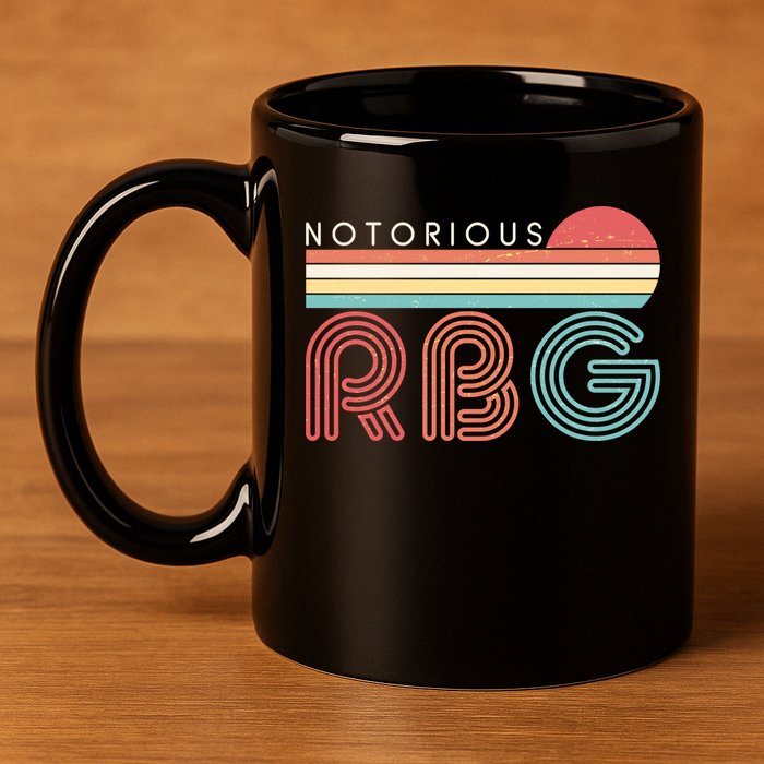 Retro Sun Notorious RBG Ruth Bader Ginsburg Tribute 11oz C Handle Ceramic Mug