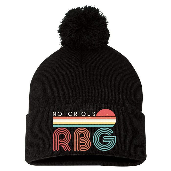 Retro Sun Notorious RBG Ruth Bader Ginsburg Tribute Pom Pom 12in Knit Beanie