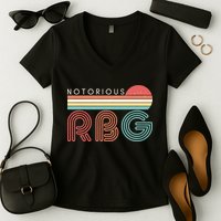 Retro Sun Notorious RBG Ruth Bader Ginsburg Tribute Women's V-Neck T-Shirt