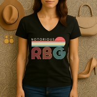 Retro Sun Notorious RBG Ruth Bader Ginsburg Tribute Women's V-Neck T-Shirt