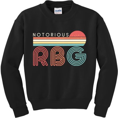 Retro Sun Notorious RBG Ruth Bader Ginsburg Tribute Kids Sweatshirt