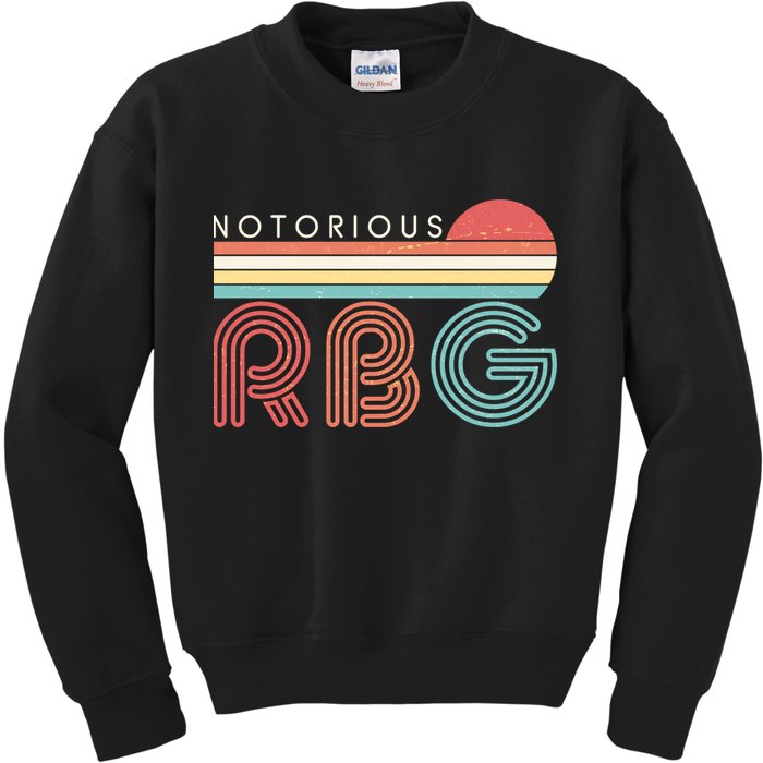 Retro Sun Notorious RBG Ruth Bader Ginsburg Tribute Kids Sweatshirt