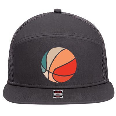 Retro Sunset Basketball 7 Panel Mesh Trucker Snapback Hat