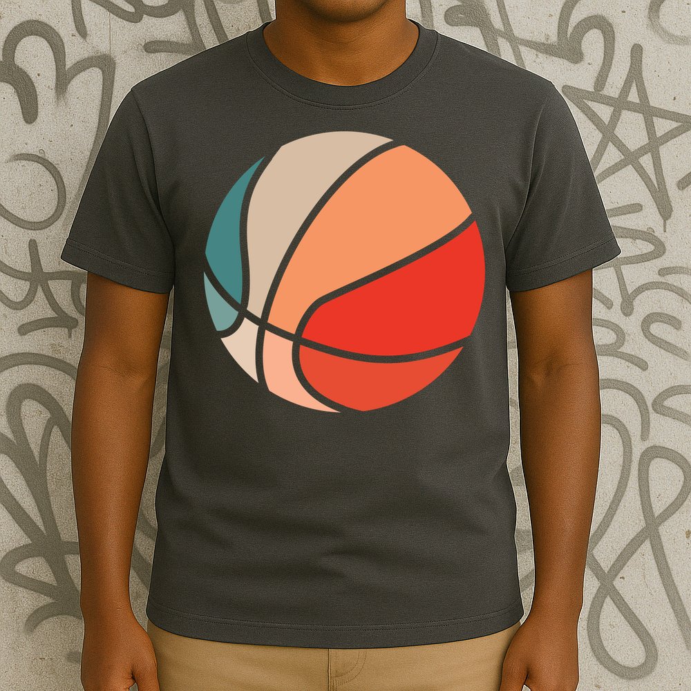 Retro Sunset Basketball T-Shirt