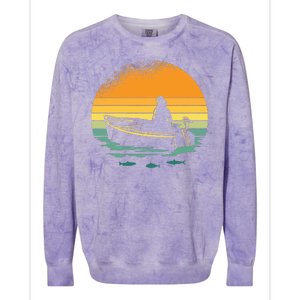 Retro Sunset Boat Colorblast Crewneck Sweatshirt