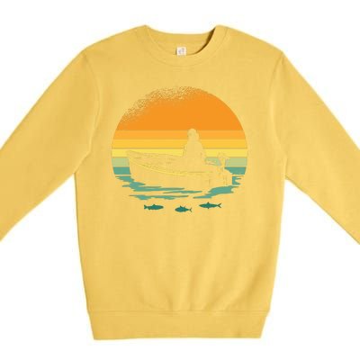 Retro Sunset Boat Premium Crewneck Sweatshirt