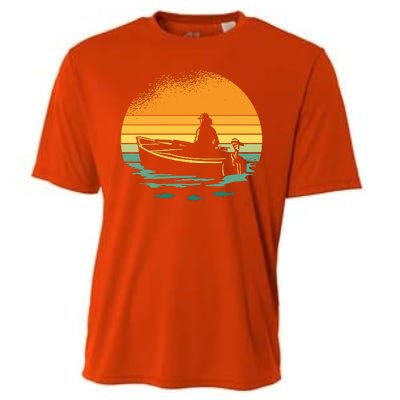 Retro Sunset Boat Cooling Performance Crew T-Shirt