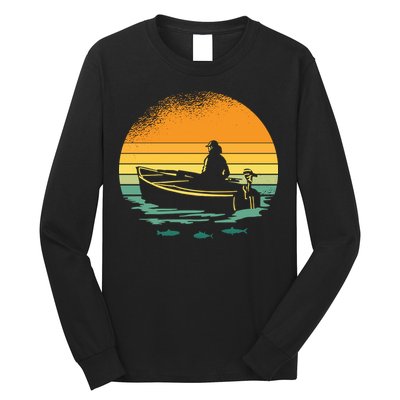 Retro Sunset Boat Long Sleeve Shirt