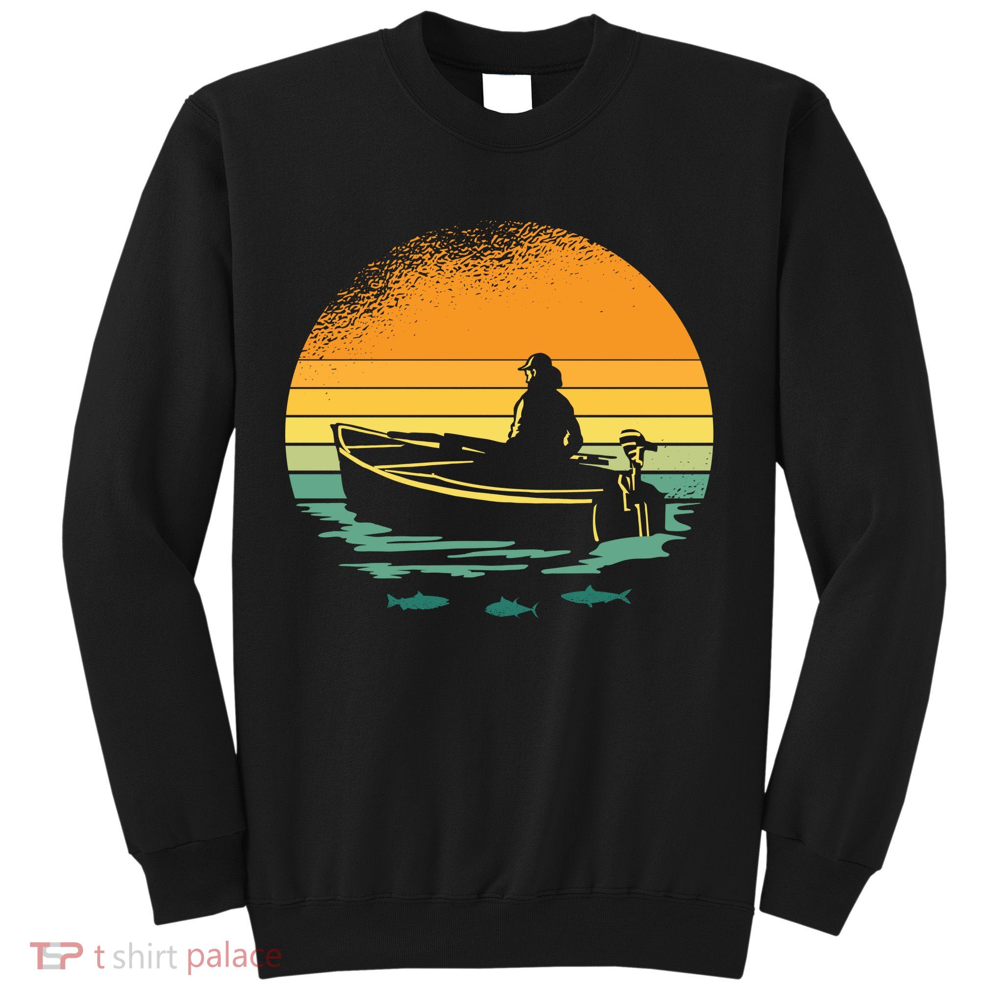 Retro Sunset Boat Sweatshirt
