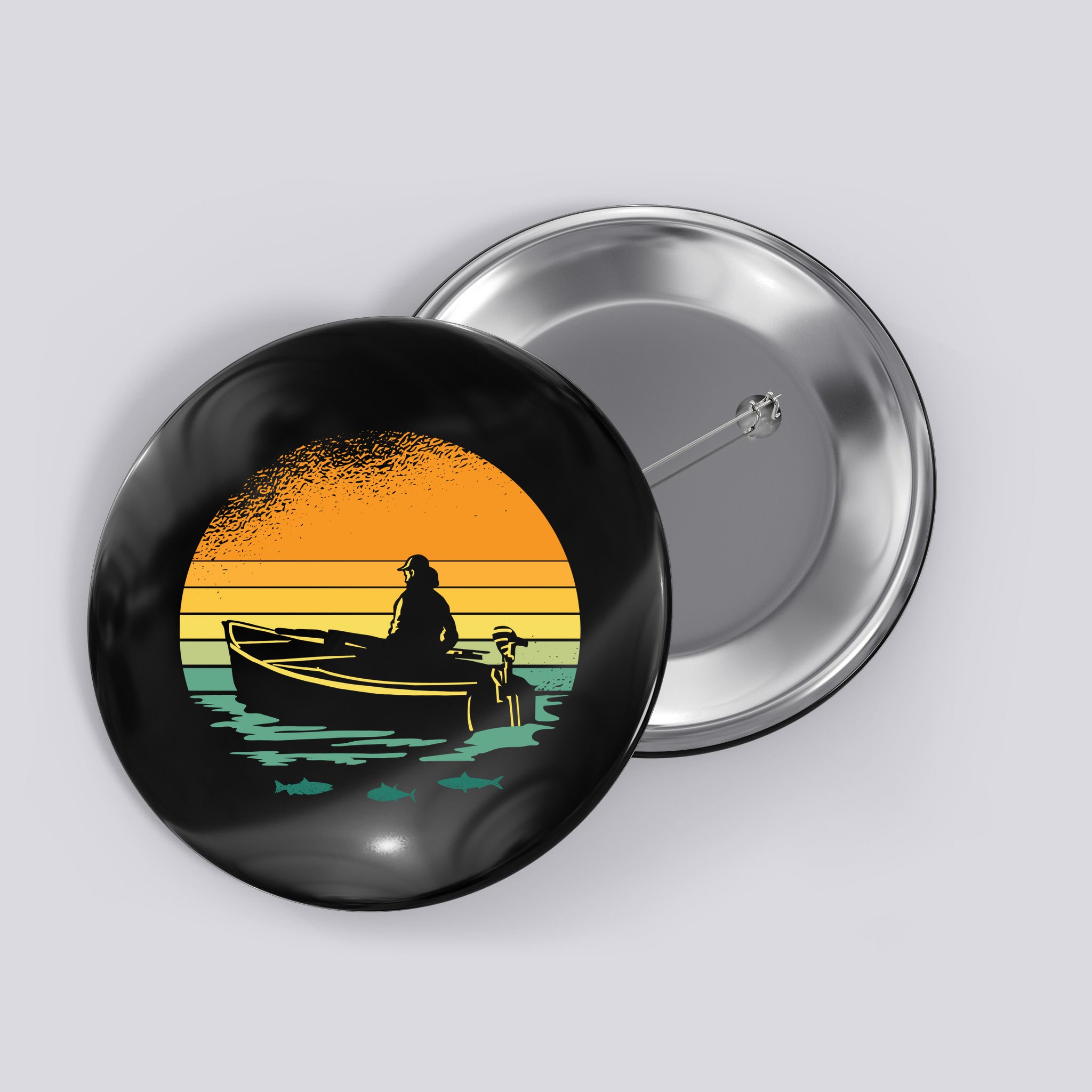 Retro Sunset Boat Button