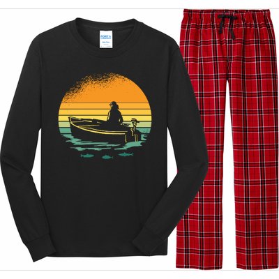 Retro Sunset Boat Long Sleeve Pajama Set