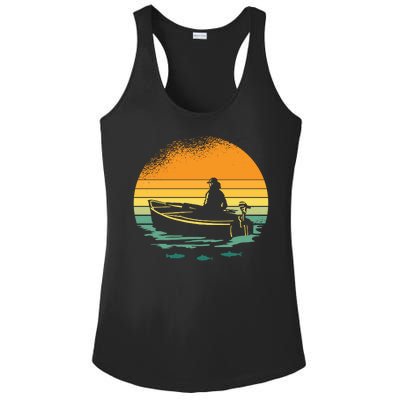 Retro Sunset Boat Ladies PosiCharge Competitor Racerback Tank