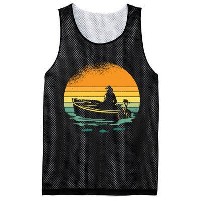 Retro Sunset Boat Mesh Reversible Basketball Jersey Tank