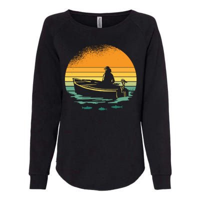 Retro Sunset Boat Womens California Wash Sweatshirt