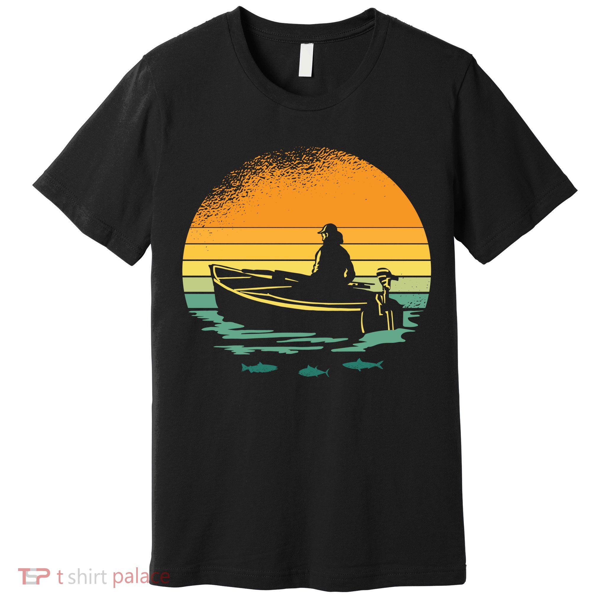 Retro Sunset Boat Premium T-Shirt