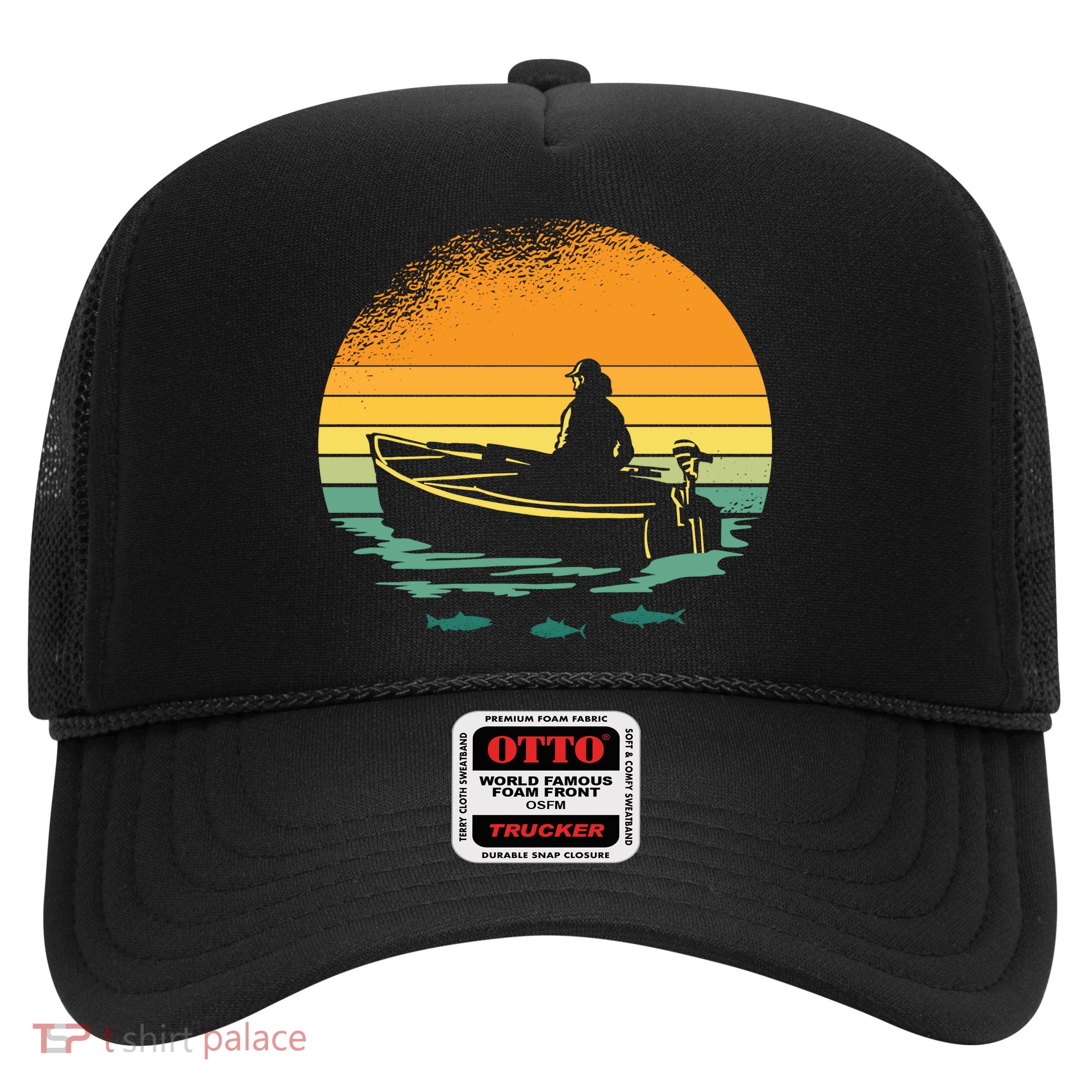 Retro Sunset Boat Trucker Hat