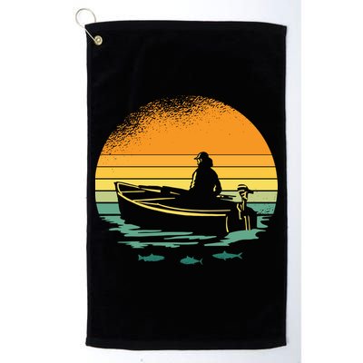 Retro Sunset Boat Golf Towel