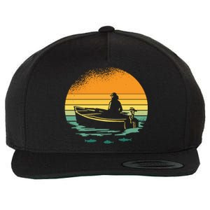 Retro Sunset Boat Wool Snapback Cap