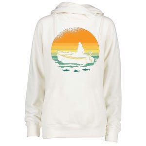 Retro Sunset Boat Womens Funnel Neck Pullover Hood