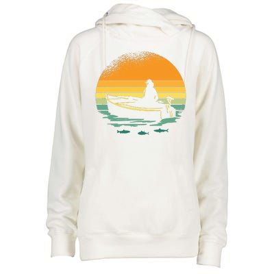 Retro Sunset Boat Womens Funnel Neck Pullover Hood