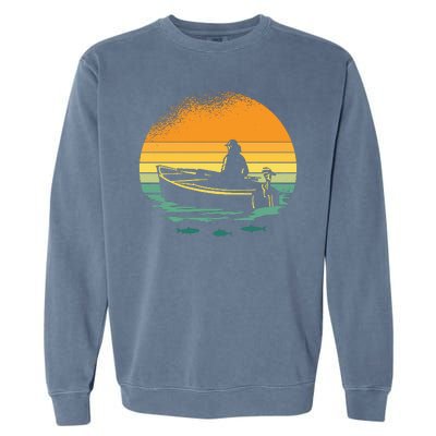 Retro Sunset Boat Garment-Dyed Sweatshirt