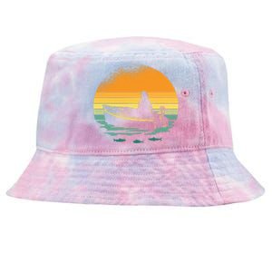 Retro Sunset Boat Tie-Dyed Bucket Hat