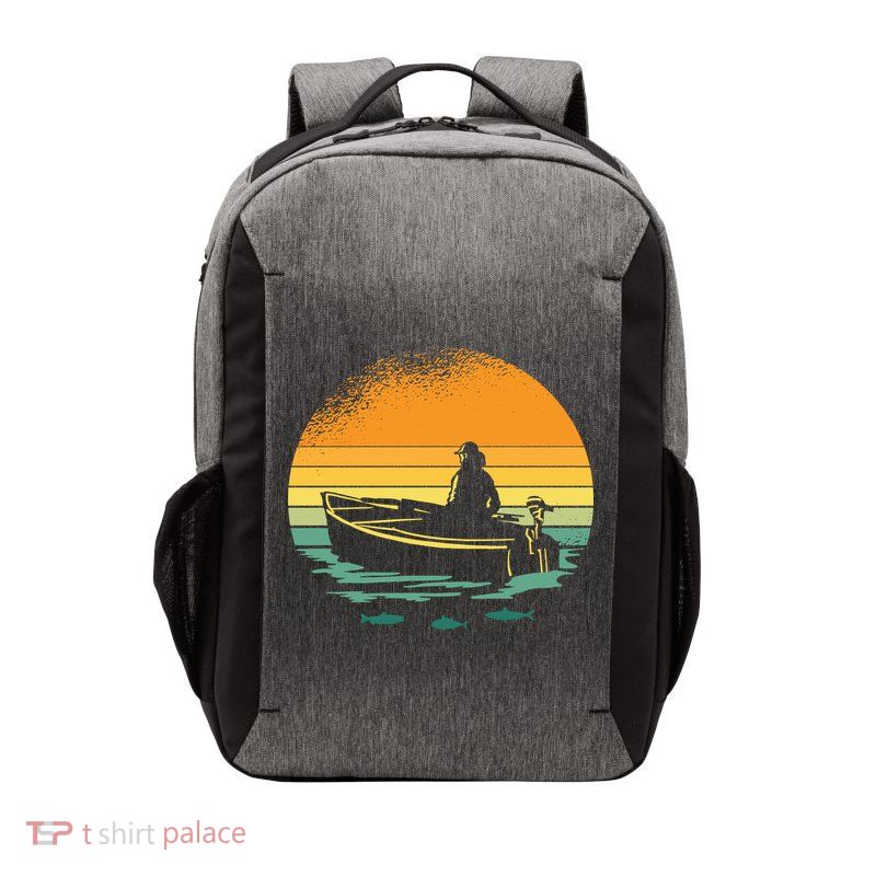 Retro Sunset Boat Vector Backpack