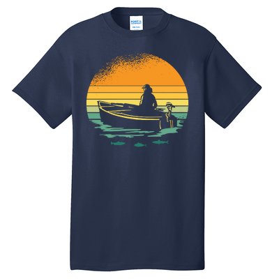 Retro Sunset Boat Tall T-Shirt