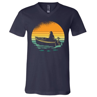 Retro Sunset Boat V-Neck T-Shirt