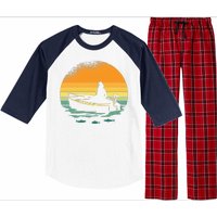 Retro Sunset Boat Raglan Sleeve Pajama Set