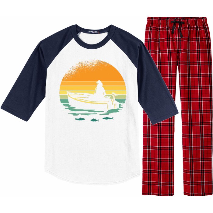 Retro Sunset Boat Raglan Sleeve Pajama Set