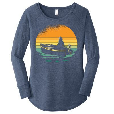 Retro Sunset Boat Women's Perfect Tri Tunic Long Sleeve Shirt