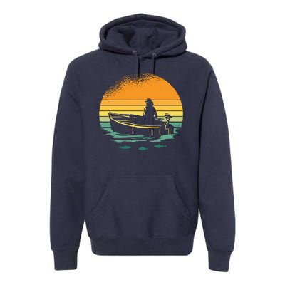 Retro Sunset Boat Premium Hoodie