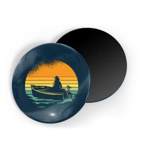 Retro Sunset Boat Magnet