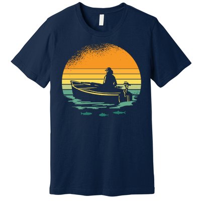 Retro Sunset Boat Premium T-Shirt