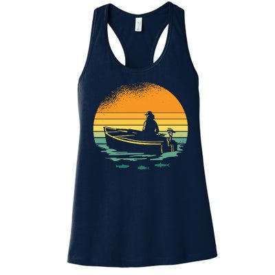 Retro Sunset Boat Women's Racerback Tank